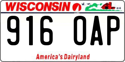 WI license plate 916OAP