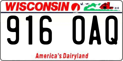 WI license plate 916OAQ