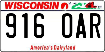 WI license plate 916OAR