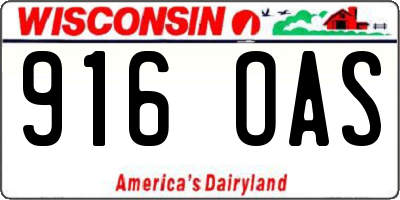 WI license plate 916OAS