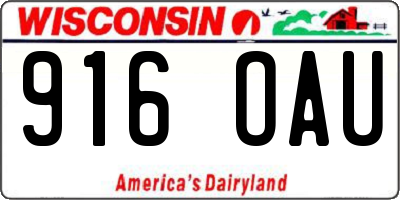 WI license plate 916OAU