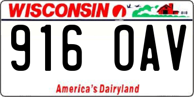 WI license plate 916OAV