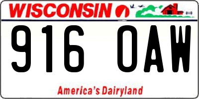 WI license plate 916OAW
