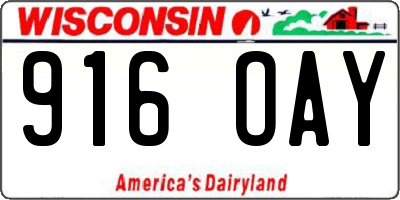 WI license plate 916OAY