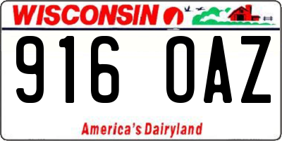 WI license plate 916OAZ