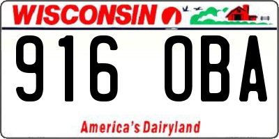 WI license plate 916OBA