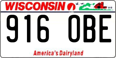 WI license plate 916OBE