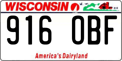WI license plate 916OBF