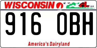 WI license plate 916OBH