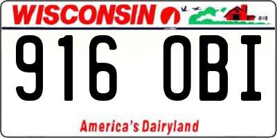 WI license plate 916OBI