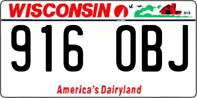 WI license plate 916OBJ