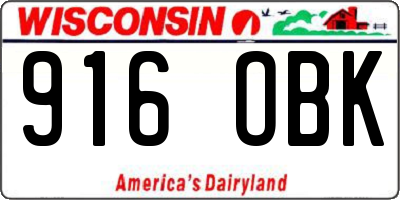WI license plate 916OBK