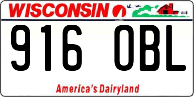 WI license plate 916OBL