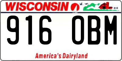 WI license plate 916OBM