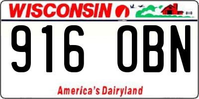 WI license plate 916OBN