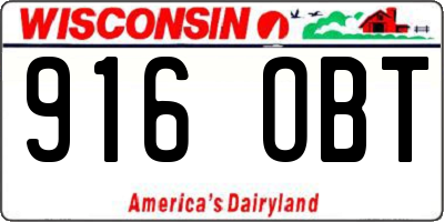 WI license plate 916OBT