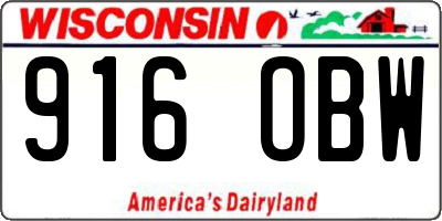 WI license plate 916OBW