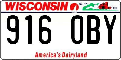 WI license plate 916OBY