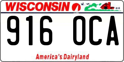 WI license plate 916OCA