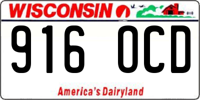 WI license plate 916OCD