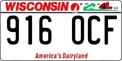 WI license plate 916OCF