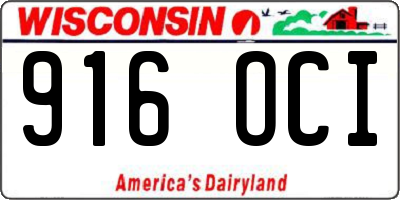 WI license plate 916OCI