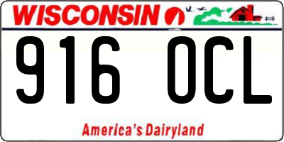 WI license plate 916OCL