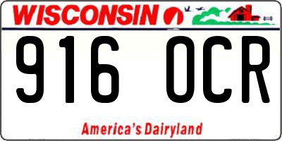 WI license plate 916OCR