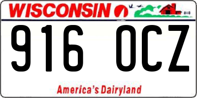WI license plate 916OCZ