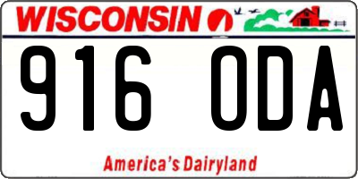 WI license plate 916ODA