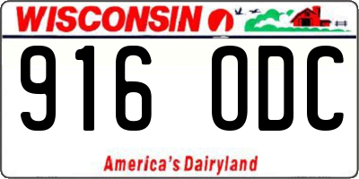 WI license plate 916ODC