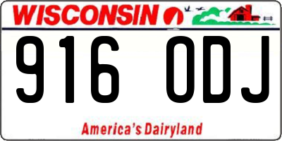 WI license plate 916ODJ