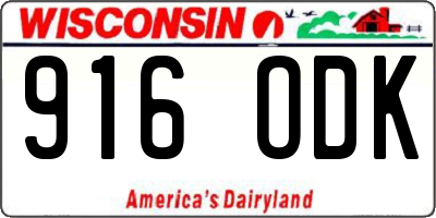 WI license plate 916ODK
