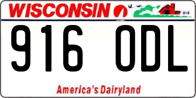 WI license plate 916ODL