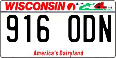 WI license plate 916ODN