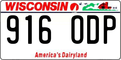 WI license plate 916ODP