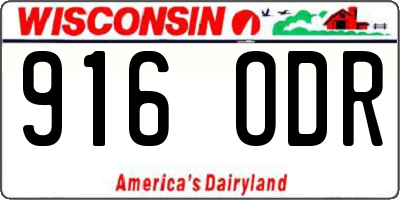 WI license plate 916ODR