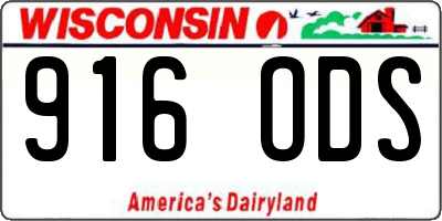 WI license plate 916ODS
