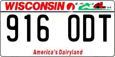 WI license plate 916ODT