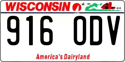 WI license plate 916ODV