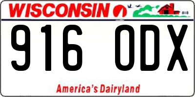 WI license plate 916ODX