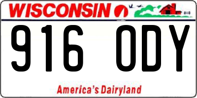 WI license plate 916ODY