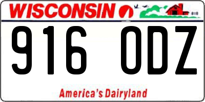 WI license plate 916ODZ