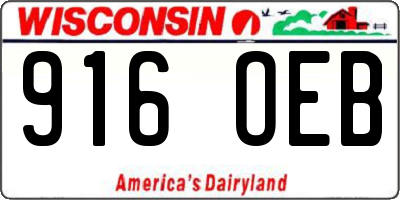 WI license plate 916OEB