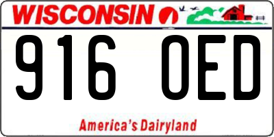WI license plate 916OED