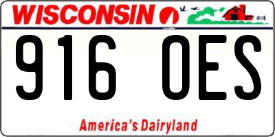 WI license plate 916OES