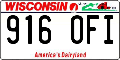 WI license plate 916OFI