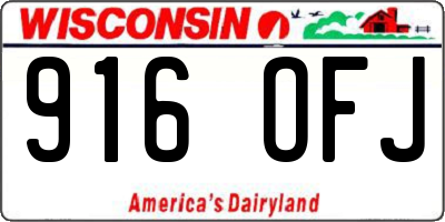 WI license plate 916OFJ