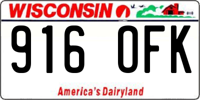 WI license plate 916OFK