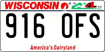 WI license plate 916OFS